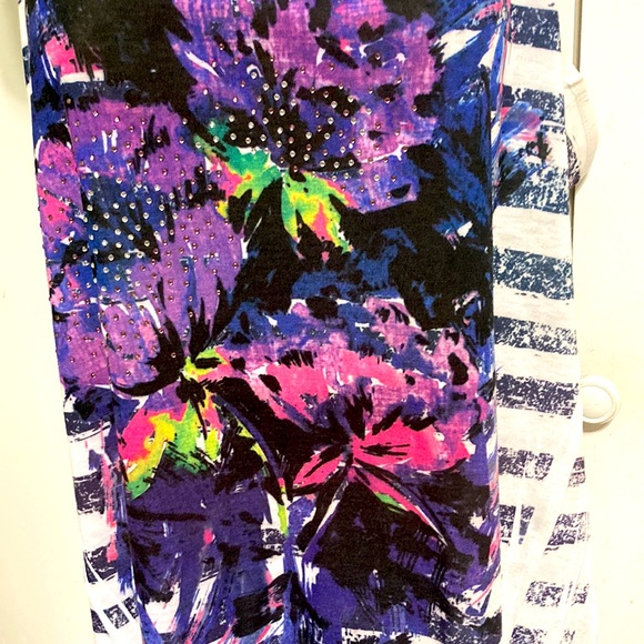 LANE BRYANT Nautical Floral Stripes Swing Tank Top Womens Large  14 16 - Picture 7 of 15